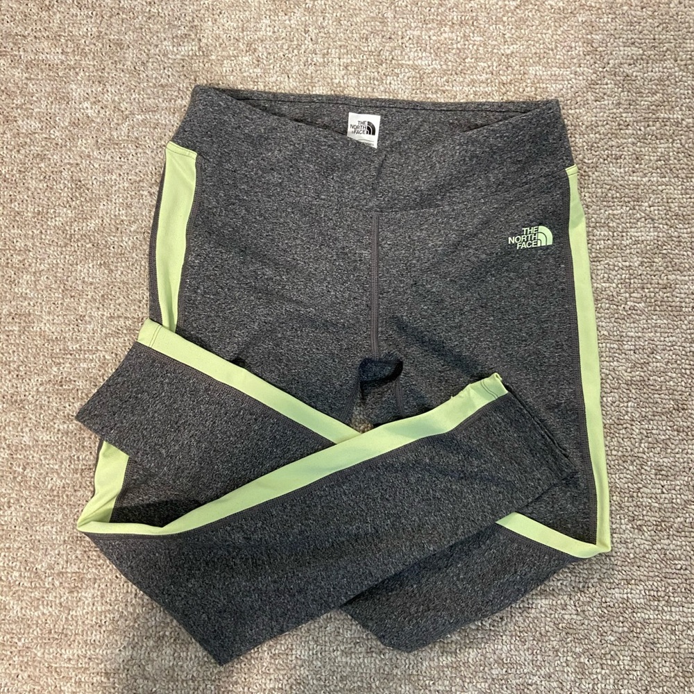 The north face gray leggings neon stripe M